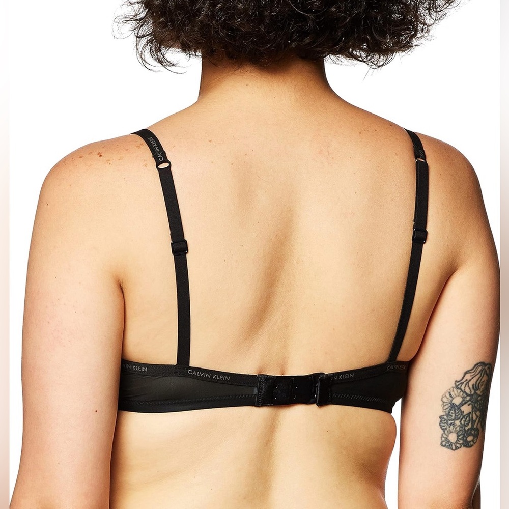 Calvin Klein Women's Sheer Marquisette Lightly Lined Demi Bra, 34C Black - Picture 2 of 9